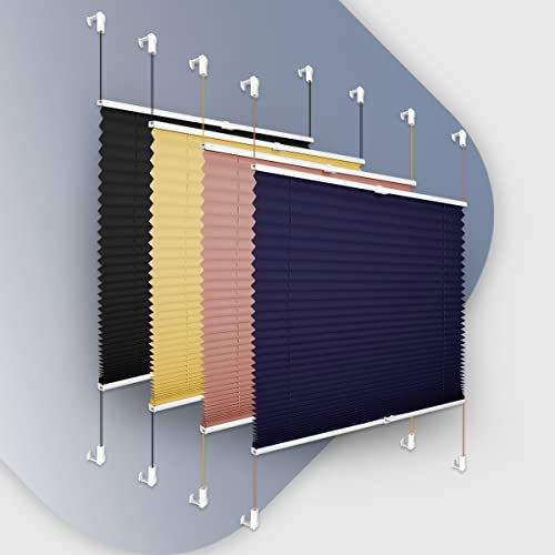 Plissee Klemmfix,Dunkelgrau 75x80cm(BxH) Plisseerollo ohne Bohren,Premium & Easyfix Jalousie Lichtdurchlässig Rollo für Fenster & Tür