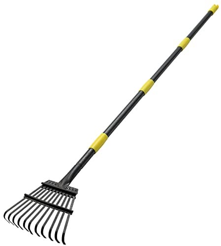 Rake for Leaves, Heavy Duty Small Leaf Rakes for Lawns & Yard with 60” Length 8.5” Width 11 Metal Tines, Lightweight Gardening Rake for Women Men Kids for Shrub,Grass,Mulch
