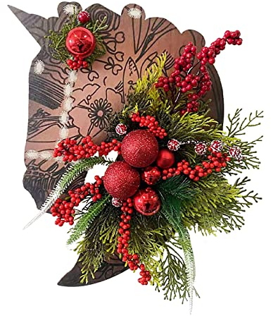 Pferdekopf Kranz Weihnachtskranz Dressur Holz Pferdekopf Tür Hängende Frühlingskranz Kranz Wanddeko Kranz Willkommensschild Veranda Weihnachtsbaum Deko Friedhof für (A, Einheitsgröße)