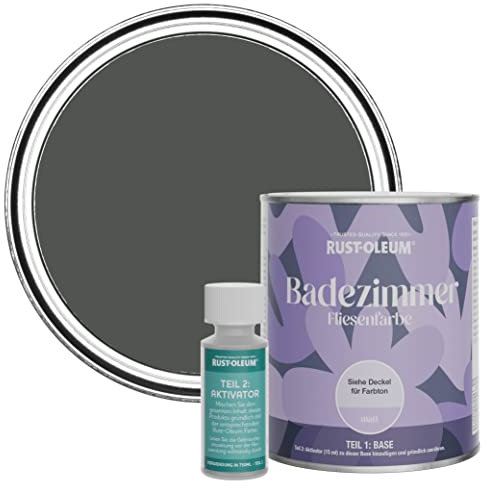 Rust-Oleum Grey Water-Resistant Bathroom Tile Paint in Matt Finish - Graphite 750ml