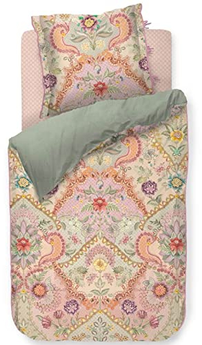 Pip Studio Bettwäsche Saluti Grandi Pastell Perkal Blumen Blüten Streifen Gestreift Ornamente Wendeoptik, Größe:155 cm x 220 cm