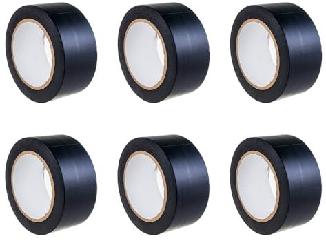 isupli 6-Pack Black Parcel Packaging Tape - 48mm x 66m Heavy Duty Strong Adhesive Cello Tape for Packing, Black Roll, Ideal as Duct Tape for Secure Parcel Sealing