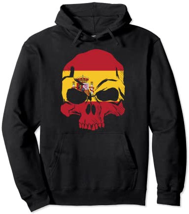 Bandera de España Calavera Barcelona Espana Cataluña España Espanol Sudadera con Capucha