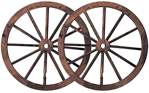 HOMSFOU 2 Uds Rueda De Carro De Madera Decoración Antigua Decoración De Pared Occidental Ruedas De Carro De Granja Vintage Decoración Colgante De Pared para Jardín Hogar Bar Garaje