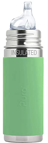 Purakiki ISOLIER Babyflasche Edelstahl mit Trinklernsauger 250 ml (Moss)