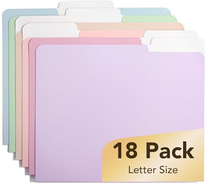 Mr. Pen- File Folders, 18 Pack, Morandi Colors, 1/3-Cut Tab, File Folders Letter Size, Colored File Folders