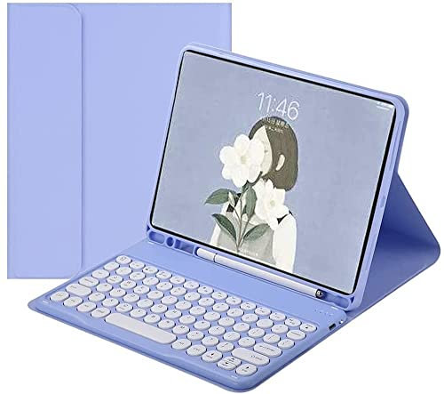 Keyboard Case for Galaxy Tab S10 Plus/S9 Plus/Tab S9 FE Plus 12.4-Inch, Round Keys Slim Folio Cover with S Pen Holder - Magnetically Wireless Detachable Keyboard (PurpLe)