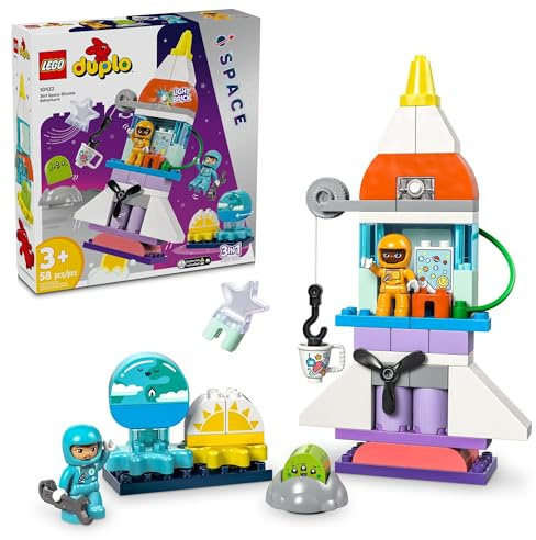 LEGO DUPLO 3 in 1 Space Shuttle Adventure Toddler Building Toys - Space Toys for Boys & Girls, Ages 3+ Years - Gift for Christmas - Learning & Pretend Play Activity - 10422