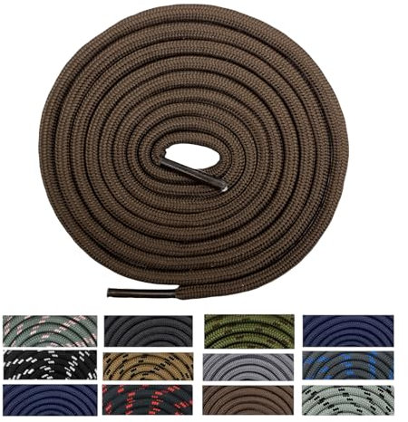 [Pair] Heavy Duty,Hiking durable round Boot Lace, Shoe Lace classic colours Dot for hiking, Mountaineering running, working, casual (Dark Brown, 160cm)