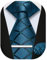 Enlision Herren Krawatten Karierte Krawatte und Einstecktuch krawattenklammer Set Einfarbige Krawatte Dunkelblau Taschentuch Krawattennadel Für Männer Hochzeit Business