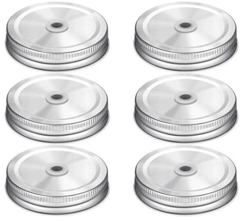 6 Stück Schraub Deckel Metall, Einmachdeckel,Wiederverwendbare Einmachdeckel, Marmeladengläse Deckel, Getränkedosen Verschluss,Auslaufsichere Ersatzdeckel, für Getränke und Lebensmittelaufbewahrung