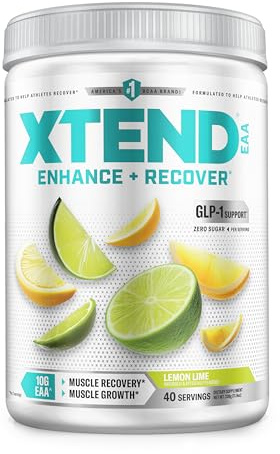 Xtend EAA + BCAA Powder for Muscle Recovery & Lean Muscle Growth, 9 Essential Amino Acids for Intra Workout or Post Workout Recovery, 10g EAAs Per 2 Servings, Lemon Lime 40 Servings