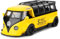TGRCM-CZ 1/32 Volkswagen Bus Transporter Modell Auto mit Surfbrettern Convertible Camping Van, Zink Legierung Pull Back Spielzeugauto mit Ton und Licht für Kinder Jungen Mädchen Geschenk (gelb)