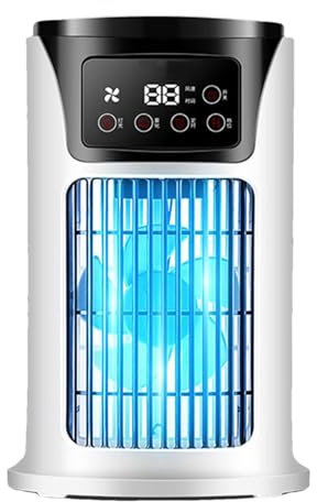 Enfriador portátil de habitación | Enfriador de aire de espacio pequeño | Aire acondicionado pequeño | Ventilador de refrigeración pequeño de carga USB con pantalla LED integrada y 3 velocidades de
