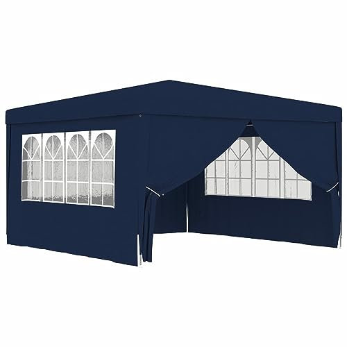 Homgoday Professioneller Pavillon mit Wänden, 4 x 4 m, blau, 90 g/m², Möbel für den Außenbereich, für Garten, Balkon, Terrasse, Gartenpavillon, faltbar,