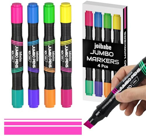 joibabe Jumbo Marker Pens,Thick Chisel Tip Pens, 3-10mm Large Poster Marker Pens, 8 Bright Colours Marker Set for Craft Decorative Painting & Art Projects,for Adults,Children (4 pack)