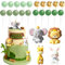 Demarsen Pack of 24 Cake Decorations: Animals Cake Toppers Safari Cake Decorations with Colourful Balls for Jungle Birthday, Baby Shower & Family Celebration