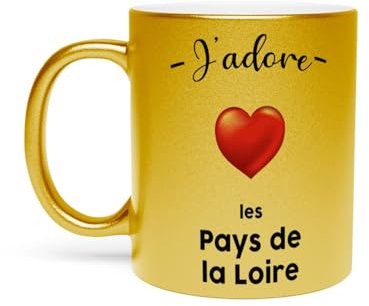 Fabulous Mug Doré en Céramique Chromé - J'adore Les Pays De La Loire Region de France Nantes - 325 ml