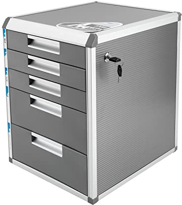 Metall Schubladenbox Abschließbar 5 Fächer, Dokumenten Aufbewahrung Ablagebox, 5 Fächer Aluminiumlegierung Dokumenten Aufbewahrungsbox, Robust Stabil Ordnungsbox aus Aluminiumlegierung