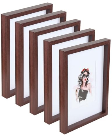 IDEAL TREND 3er 5er Set Holz Bilderrahmen Bilder Foto Rahmen Fotorahmen Wanddeko Collage Poster HR-15: Farbe: 5er Pack Nuss | Format: 15x20