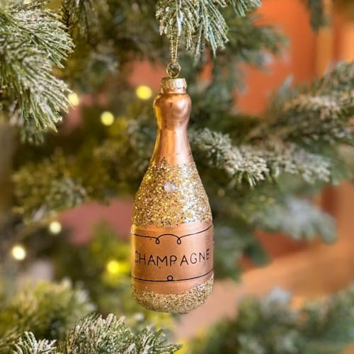 Food or Drink Glass Christmas Bauble (Champagne Bottle 13.5x5x5cm)