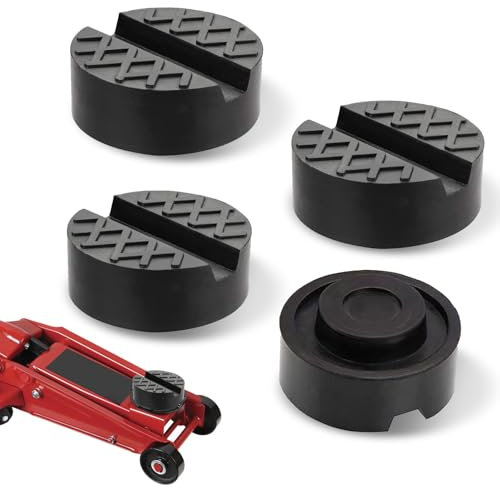 4 Stück Wagenheber Gummiauflage,Universelle Auto Wagenheberauflagen mit rutschfeste Linien und Rillen für Fahrzeugheber Wagenheber Hebebühnen Rangierwagenheber (Schwarz)