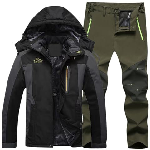 Skibekleidung Herren Komplettset, Herren Ski Jacke Und Hosen Set 2 Teilig Skianzug Warme Winddicht Winter Snowboardhose Snowboard Sets Schneeanzug Ski Anzug Schneemantel Snowboard Set Snowboard Anzug