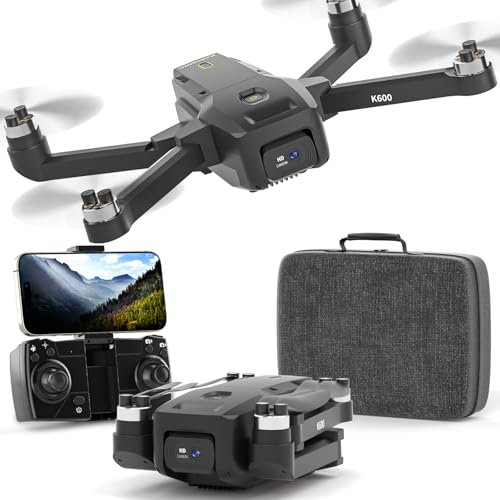K600 Drone con 2 Cámara, 90 ° Ajuste Eléctrico de la Cámara 1080p, Posicionamiento de Flujo óptico, Suspensión Automática, Motor sin Cepillo, Profesionales Drones para Principiantes Adultos, Bolso