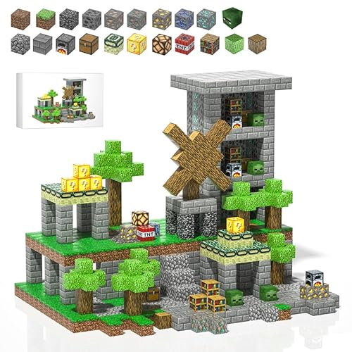 Magnetische Bauklötze für Kinder, 180PCS Mine Welt Magnet-Blöcke, Build My World Set magnetische Würfel für Kinder Jungen Mädchen Alter 3-5 6-8, STEM Konstruktion magnetische Würfel bauen Spielzeug