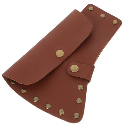 Happyyami Tragbare Schutzhülle aus Pu und Metall für Outdoor Camping Axt mit Braunem Minimalistischen Design für Wandern und Gartenarbeit