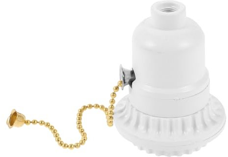 Uonlytech Lampenfassung Mit Zugschalter Für Stehlampe Sockel DIY Zubehör Weißer Schraubring Goldene Zugkette Für LED Leuchtmittel Haushalt Lampe