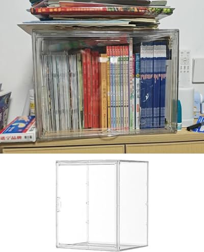 Minglez Acryl Vitrine Kleine Acryl-Buchvitrine mit Magnetischem Deckel, Klare Acryl-Vitrine für Sammlerzeitschriften Oder Comics, Tischvitrinen für Den Laden