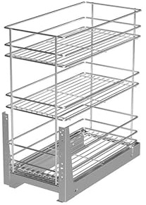 JSF COMPONENTS Pull Out Soft Close Kitchen Storage Unit Larder Base Mounted 3 Level W-2312 500 mm (item width 450 mm) Silver