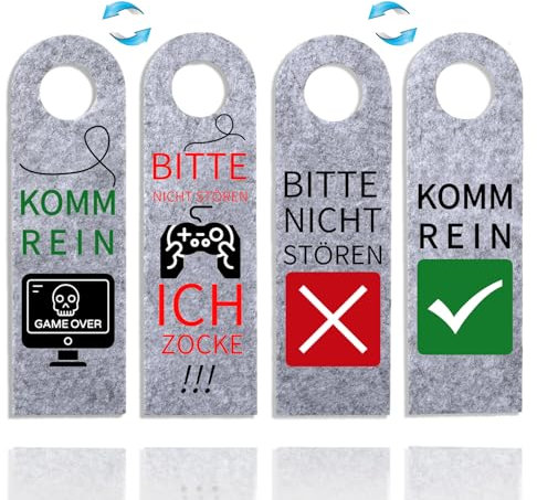 Bitte Nicht Stören Schild für Jugendzimmer, 2Stück Türschild aus Filz, Coole Sachen für Jungs Und Mädchen, Teenager Jungen Geschenk, Gaming Sachen, Türschild Kinderzimmer, Zimmer Deko Jungs (grau)