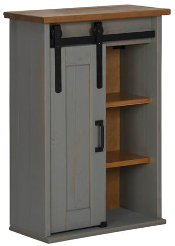 ULUYYUC Anrichte Buffetschrank Schrank Organizer Küche Sideboard Wohnzimmer - Hängeschrank Halden mit Schiebetür Grau 49x22,5x70 cm Kiefer für Flur Wohnzimmer Esszimmer Werkstatt