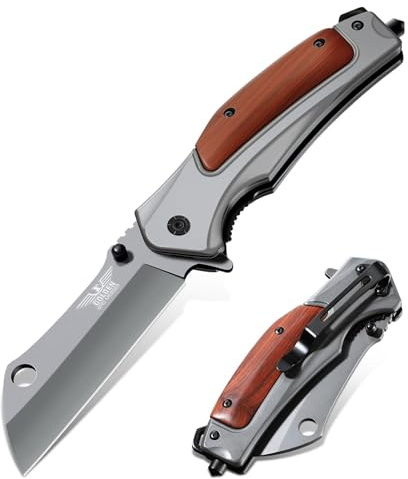 Golden Bird Klappmesser, Taschenmesser mit Holzgriff für Camping und Wandern - Geschenke für Männer Frauen