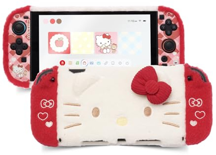 Kuitmor Plush Protective Case for Switch 2, Kawaii Protective Shell Hard PC Slim Cover Case Compatible with Switch 2025 Game Console and Joystick Controller - HLK
