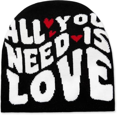 YAMEIZE Beanie Mütze Herren Damen Buchstabendruck Mütze Slouchy Skull Cap Winter Knit Mütze Hip Hop Fashion Beanie