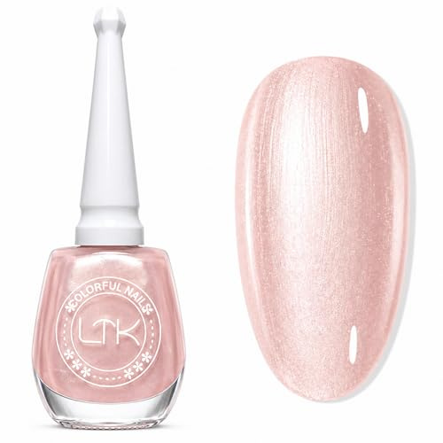 Pearl Nail Polish - Quick Dry Pink Nail Polish, Light Pink Shell Shimmer Nail Varnish, Pearlescent Mermaid Effect Nail Varnish, High Shine Glossy Long Lasting Nail Lacquer for Manicure DIY Home