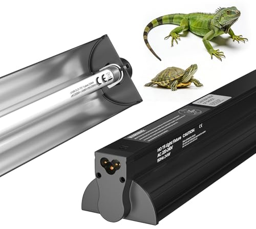 GlowUp 24W T5 UVB Light Reptile kit-5.0 UVB Lighting Combo Kit, 22Inch/57.6cm Reptile Light Fixture with Fluorescent Tube for Vivariums, Rainforest Dwelling Reptiles, Bearded Dragons, Lizards, Snakes