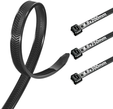 200Pack 4.8mm Assorted Sizes Heavy Duty Cable Ties with 45KG Tensile Strength, V-Shaped Double-Sided Toothed Nylon Wire Ties,UV-Resistant Adjustable Tie Wraps for Indoor & Outdoor Use (200P4.8Assort)