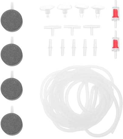 DIYEAH Kit Accessoires Pompe à Air Aquarium avec Tuyau Plastique 5 M, Ventouses pour Tuyaux d'air et Clapet Anti-Retour, Raccord en T pour Oxygénation Silencieuse Aquarium Eau Douce