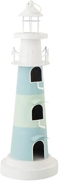 J-Line Vogelhaus Leuchtturm - Metall - hellblau/weiß