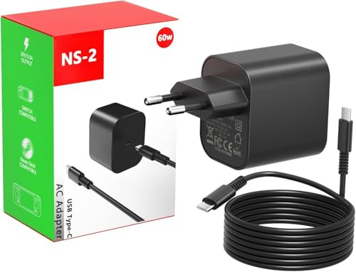 PD60W USB-C-Ladegerät Für Switch Mit 1,5 M Kabel, Schnellladung Kompatibel Mit Switch 2/1/OLED/Lite/PS5/Steam Deck