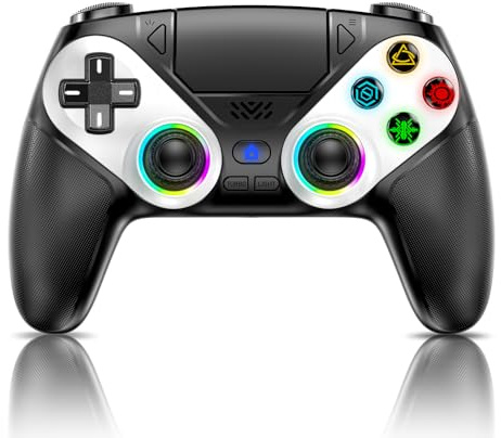 Lapezei RGB Wireless Controller für PS5/Slim/Pro/PC, mit Rücktasten, Turbo, Makro, Lautsprecher, Dual-Vibration, 6-Achsen-Sensor, Touchpad & 3.5-mm-Audioanschluss-Schwarz