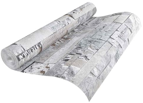 vidaXL 3D Stein Tapete Grau 10 x 0,53 m Vliesstoff, Wohnzimmer, modernes Wanddekor, 3D Tapete, Steinoptik, stilvoller Look, coole Wohnästhetik