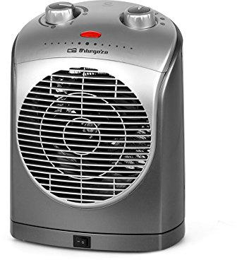 Orbegozo FH 5022 Calefactor oscilante, 2 niveles de potencia, Función ventilador, Calor instantáneo, Termostato regulable, 2200 W, Gris Y Plata