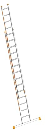 Layher 1035014 Schiebeleiter Topic, Aluminiumleiter 2x14 Sprossen, zweiteilig, ausziehbar, Länge 7.10 m