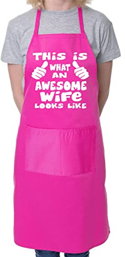 Print4U This is What Awesome Wife BBQ Cooking Funny Novelty Apron Pink