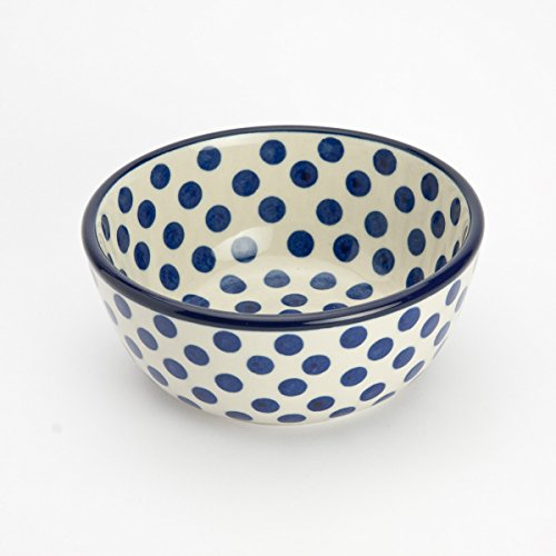 Arty Farty Polish Pottery 12cm Cereal 'Nibbles' Bowl - Small Blue Dot